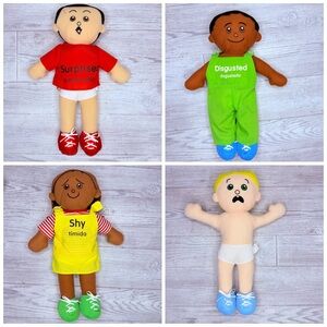 Excellerations 18” Emotions Dolls Mad, Scared, surprised Happy set plush toy